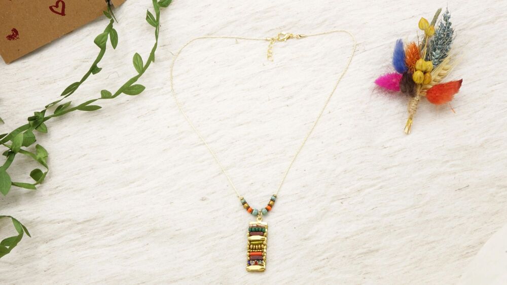 Boho Beaded Handwired Necklace