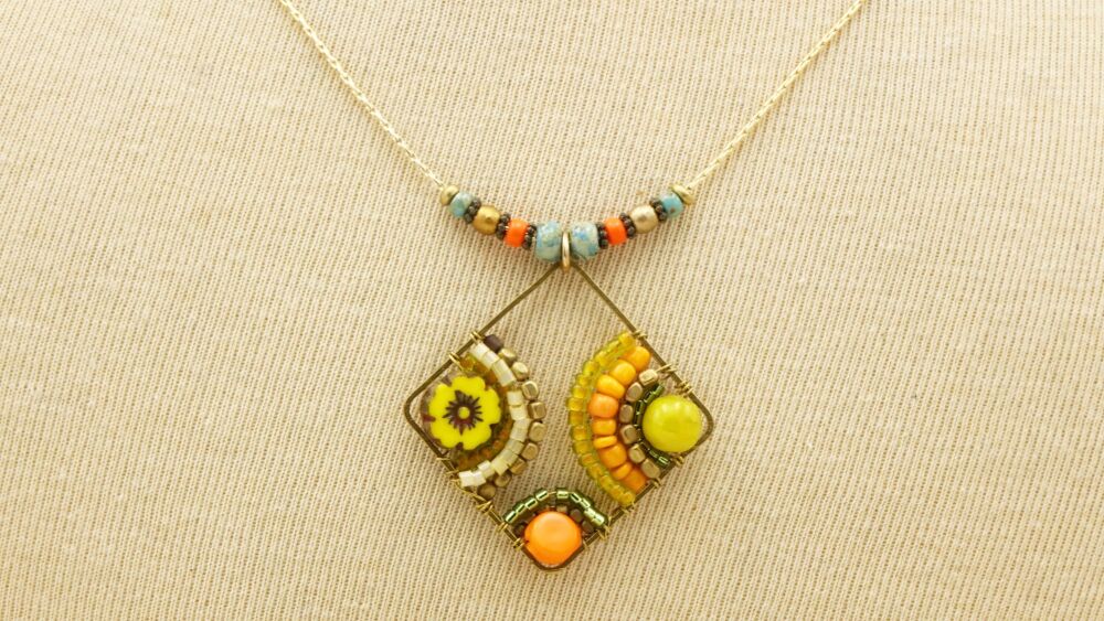 Boho Beaded Handwired Necklace - Citrus