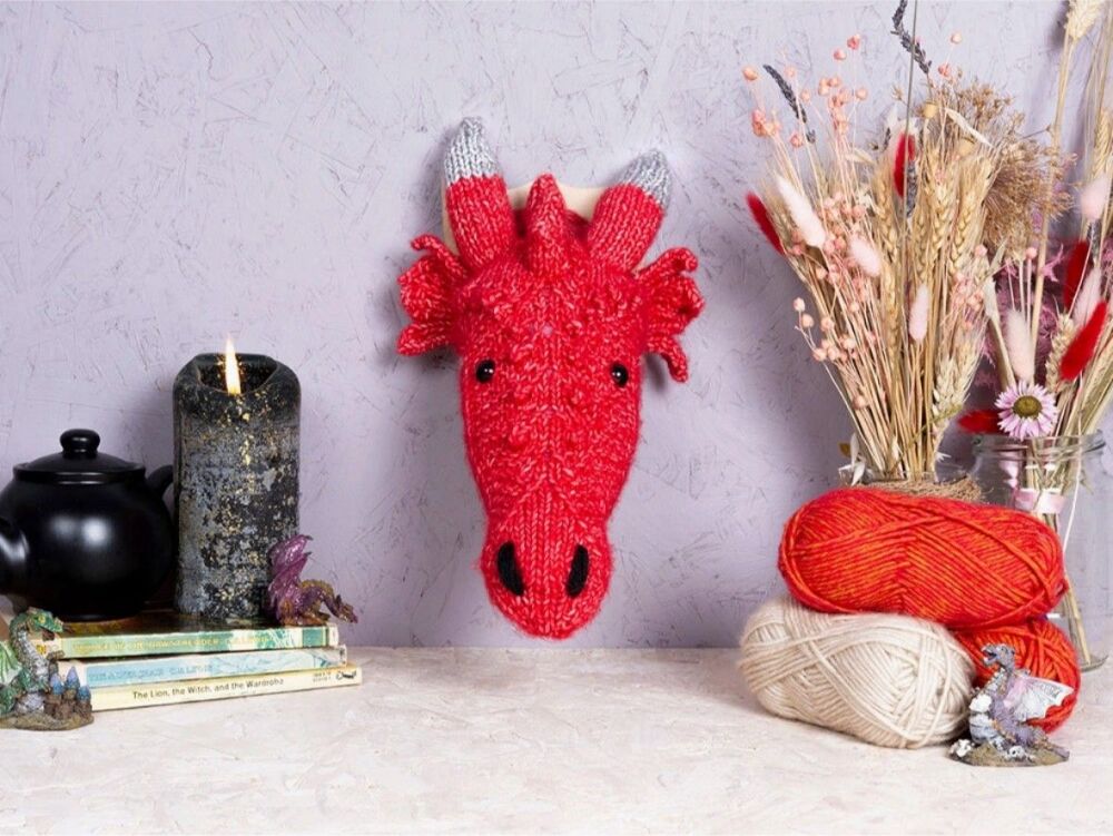 Mini Dragon Head Knitting Kit - RED