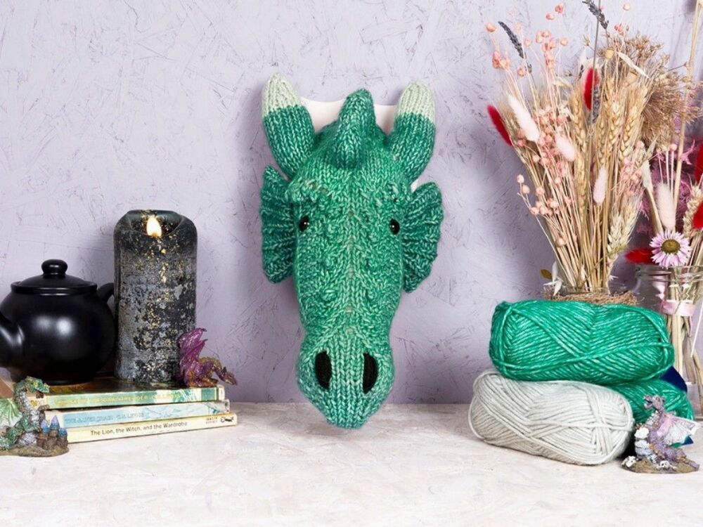Mini Dragon Head Knitting Kit - GREEN