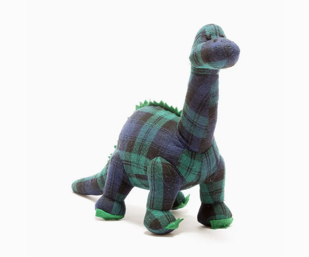 Tartan Diplodocus Dinosaur Teddy Soft Toy, Plaid