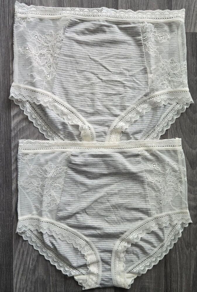 12 X EX M*S LADIES FULL BRIEFS IN GREY WITH LACE DETAIL SIZES 8 - 22 £1.35 PAIR