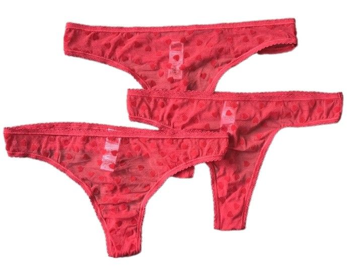 12 X EX M S LADIES HEART RED THONGS BRIEFS SIZE MEDIUM 12/14 LARGE 16/18 £1.35 PAIR