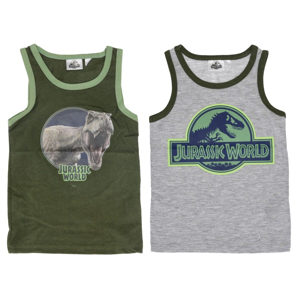 6 x Jurassic World Boys Twin Pack Vest Tops Sizes 3/4 5/6 7/8 £2.95 Twin Pack