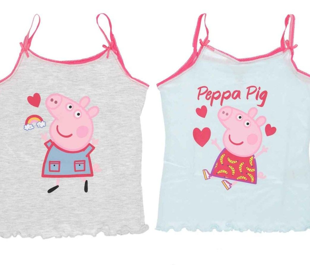 6 x Girls Peppa Pig Twin Pack Of Tops Sizes 3/4 and 5/6 £2.95 Twin Pack
