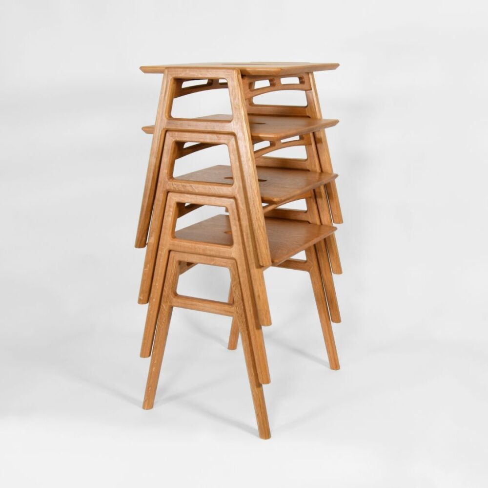 Oak Stack of 4 Stools or Occasional Tables