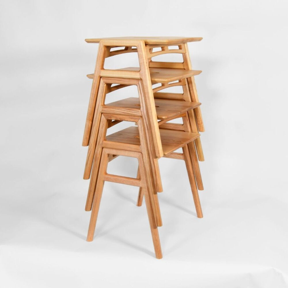 Ash Stack of 4 Stools or Occasional Tables