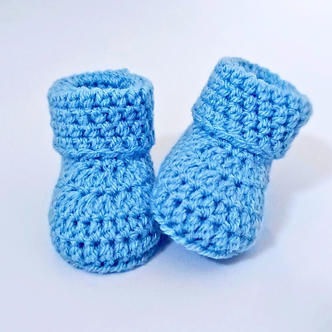 Pastel Blue Crochet baby booties sizes newborn up to 6 months