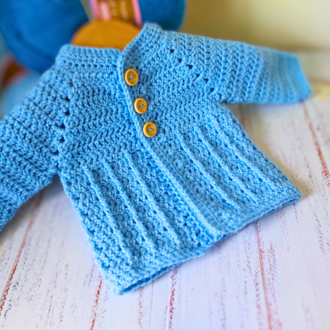 Blue ridged baby cardigan