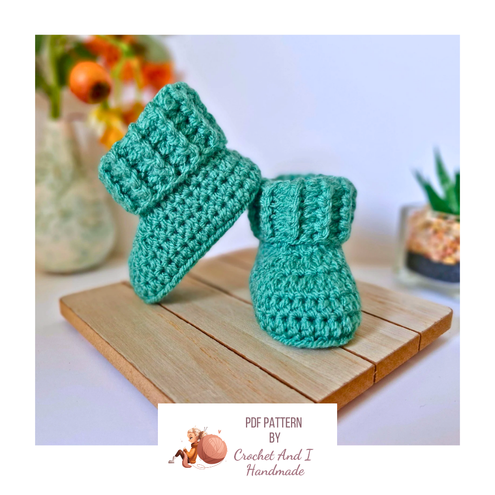 Crochet Pattern Baby Booties With Ridged Cuffs