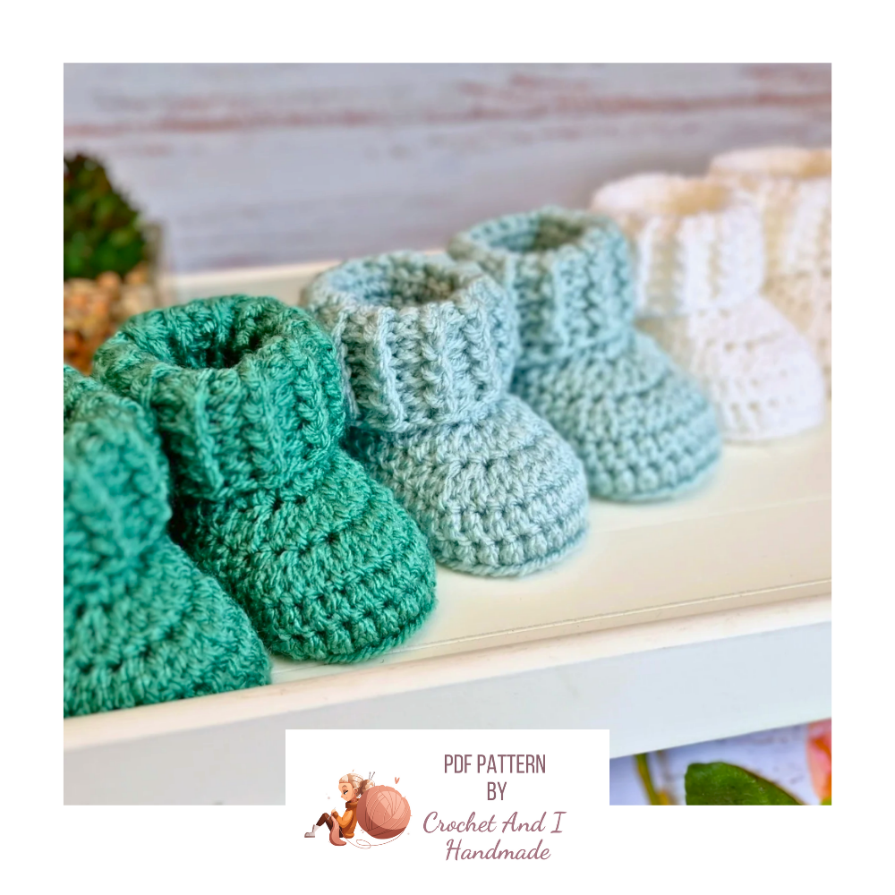PATTERN Crochet Baby Booties With Ridged Cuff