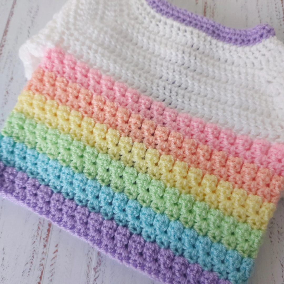Rainbow Baby Cardigan Crochet In Sizes Newborn - 24 Months