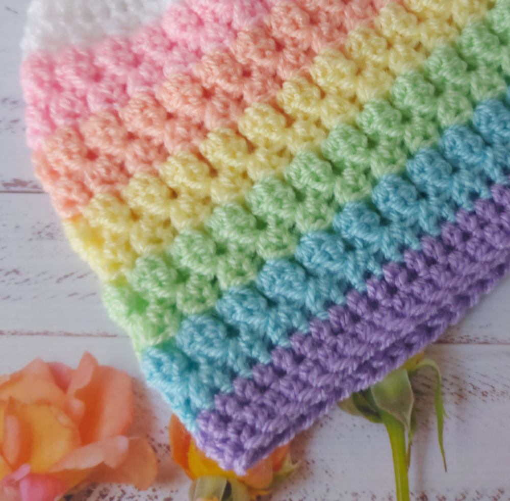 Rainbow Beanie Hat Crochet In Sizes Newborn Up To 24 Months