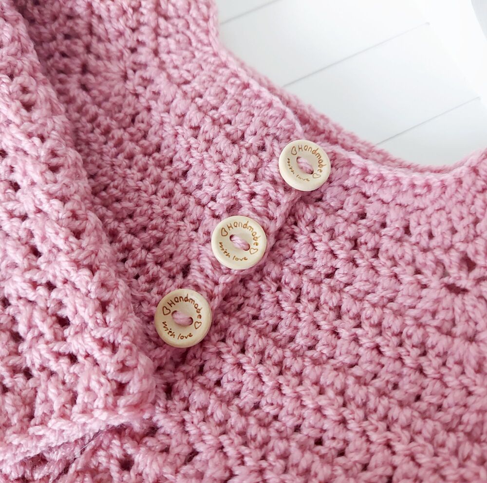 Baby Cardigan With Daisy Crochet In Sizes Newborn - 24 Months