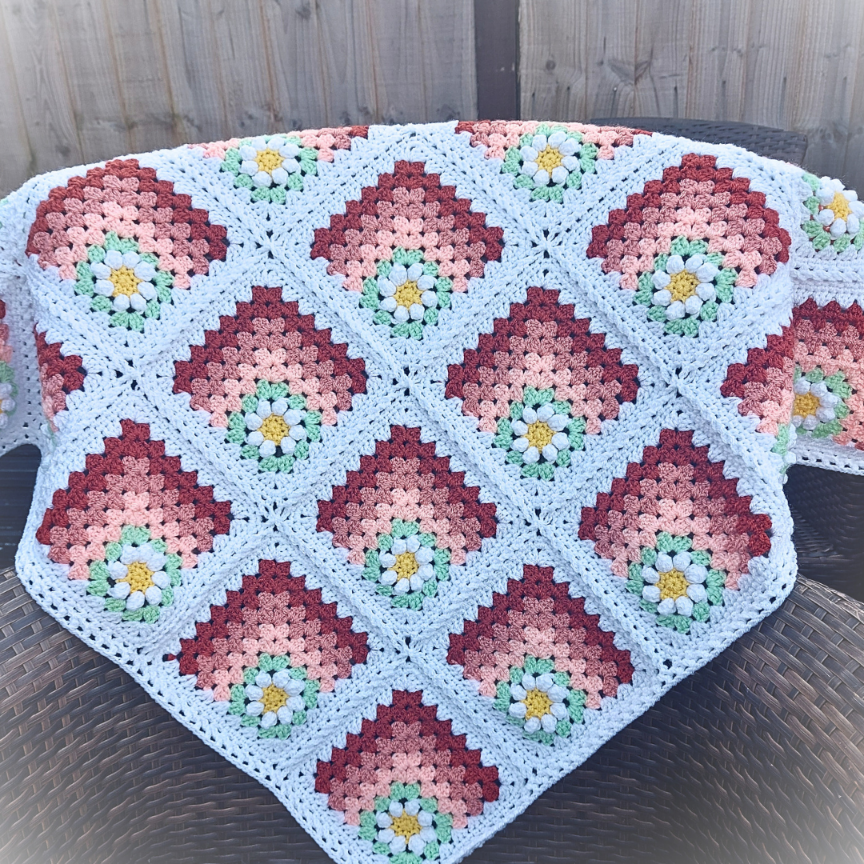 Daisy Baby Blanket Granny Square Afghan