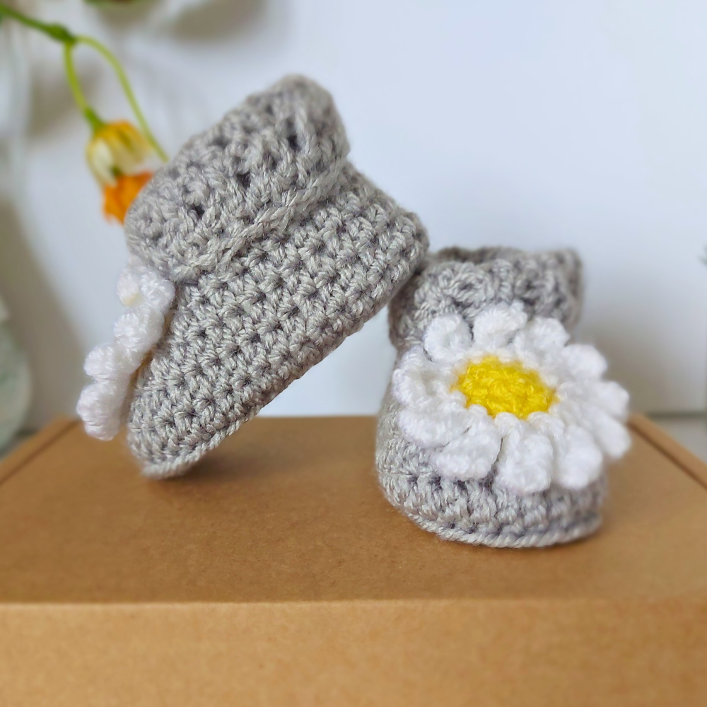 Daisy Baby Booties - Handmade Crochet