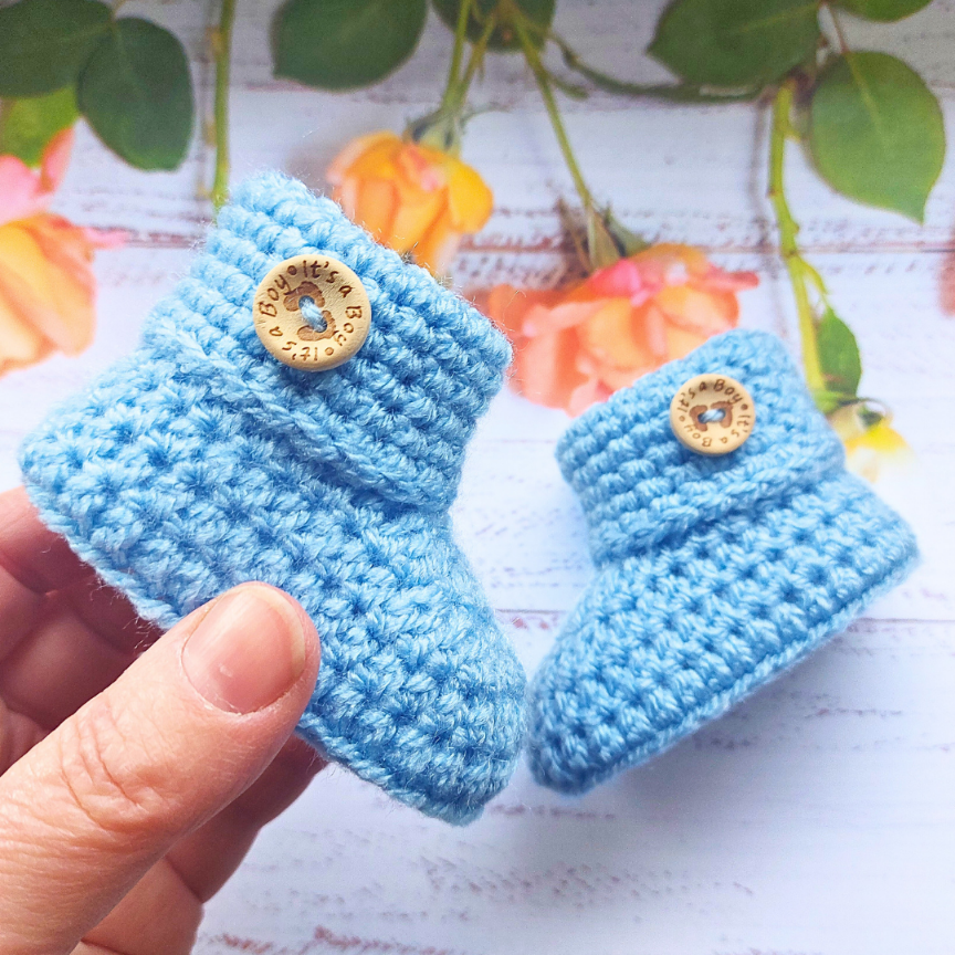 It's A Boy Blue Baby Booties, Gender Reveal Idea