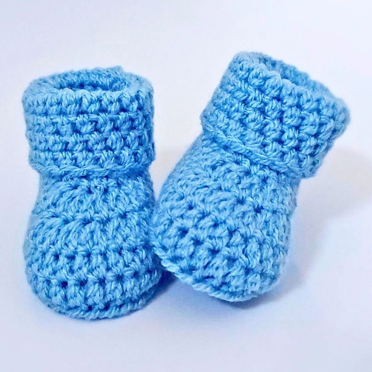 Handmade Blue Crochet Baby Booties 