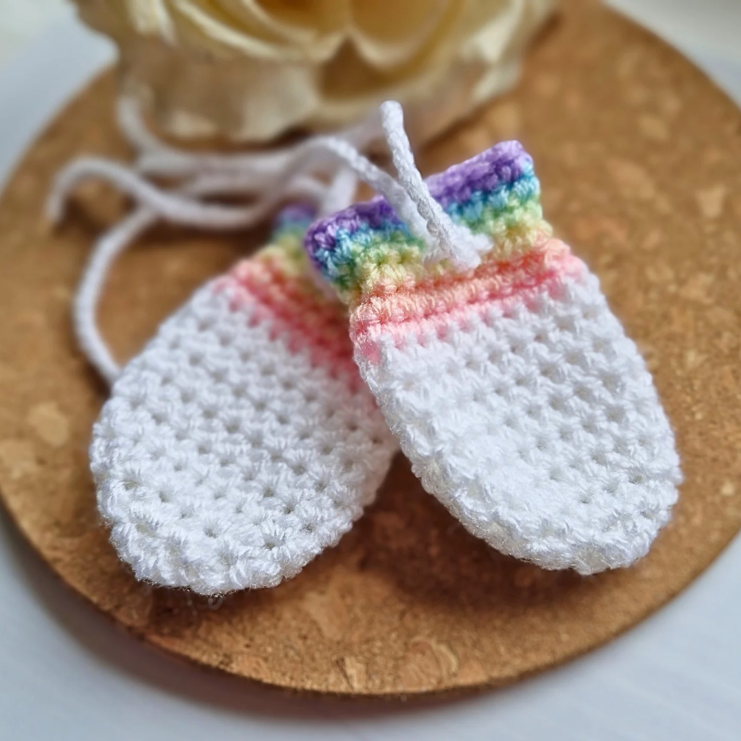 Handmade Rainbow Baby Mittens For Little Hands