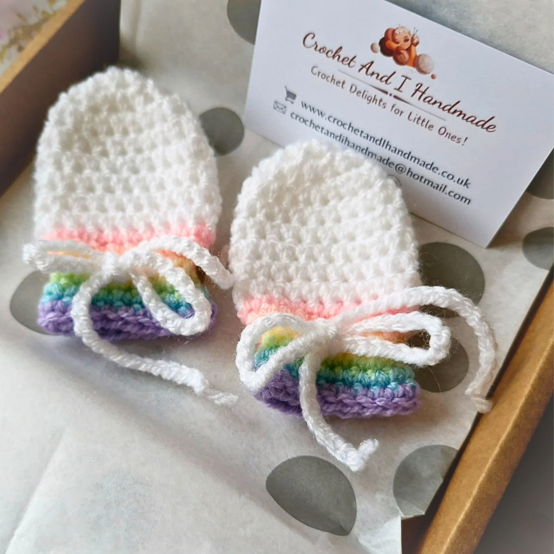 Handmade Rainbow Baby Mittens For Little Hands