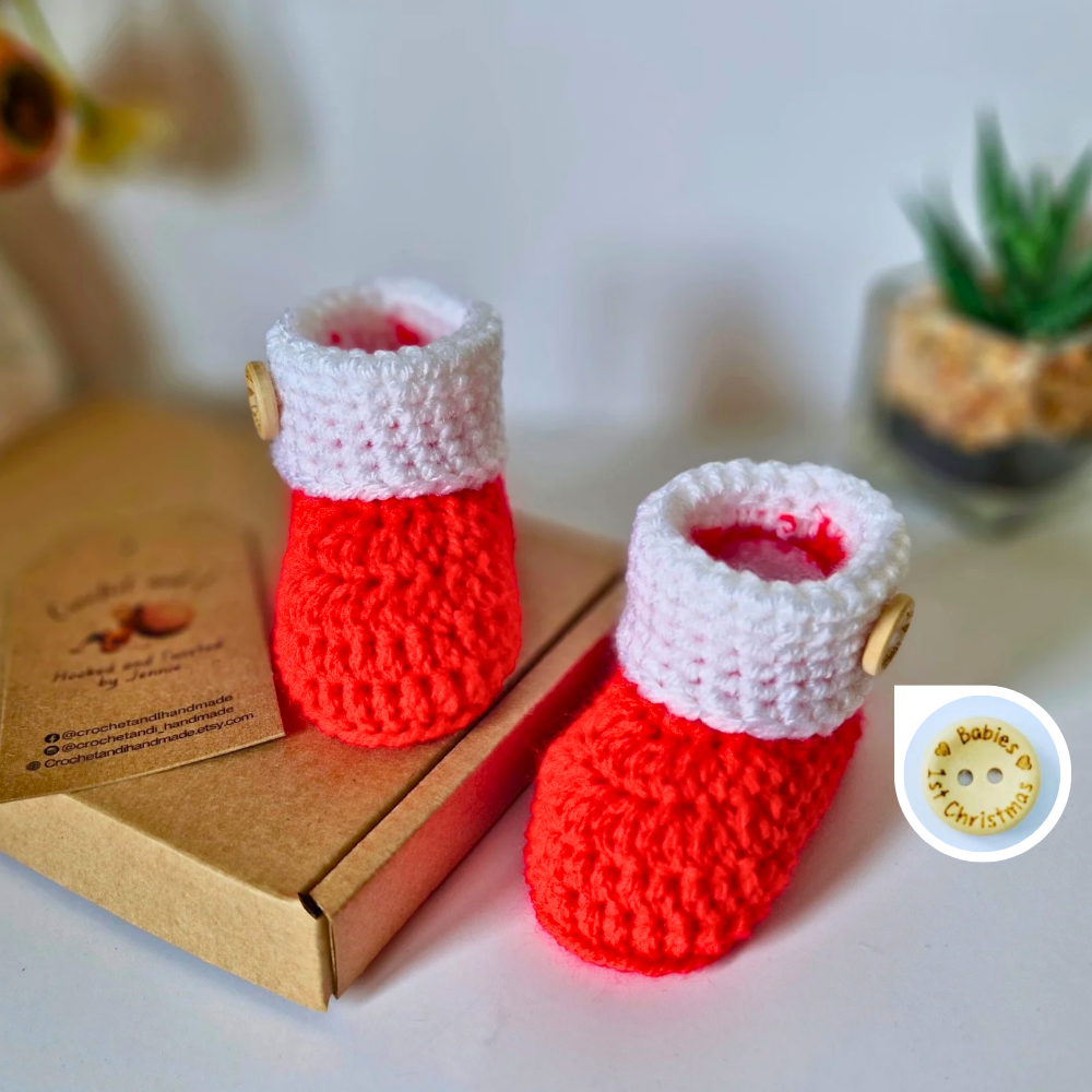 Baby's 1st Christmas Crochet baby Booties