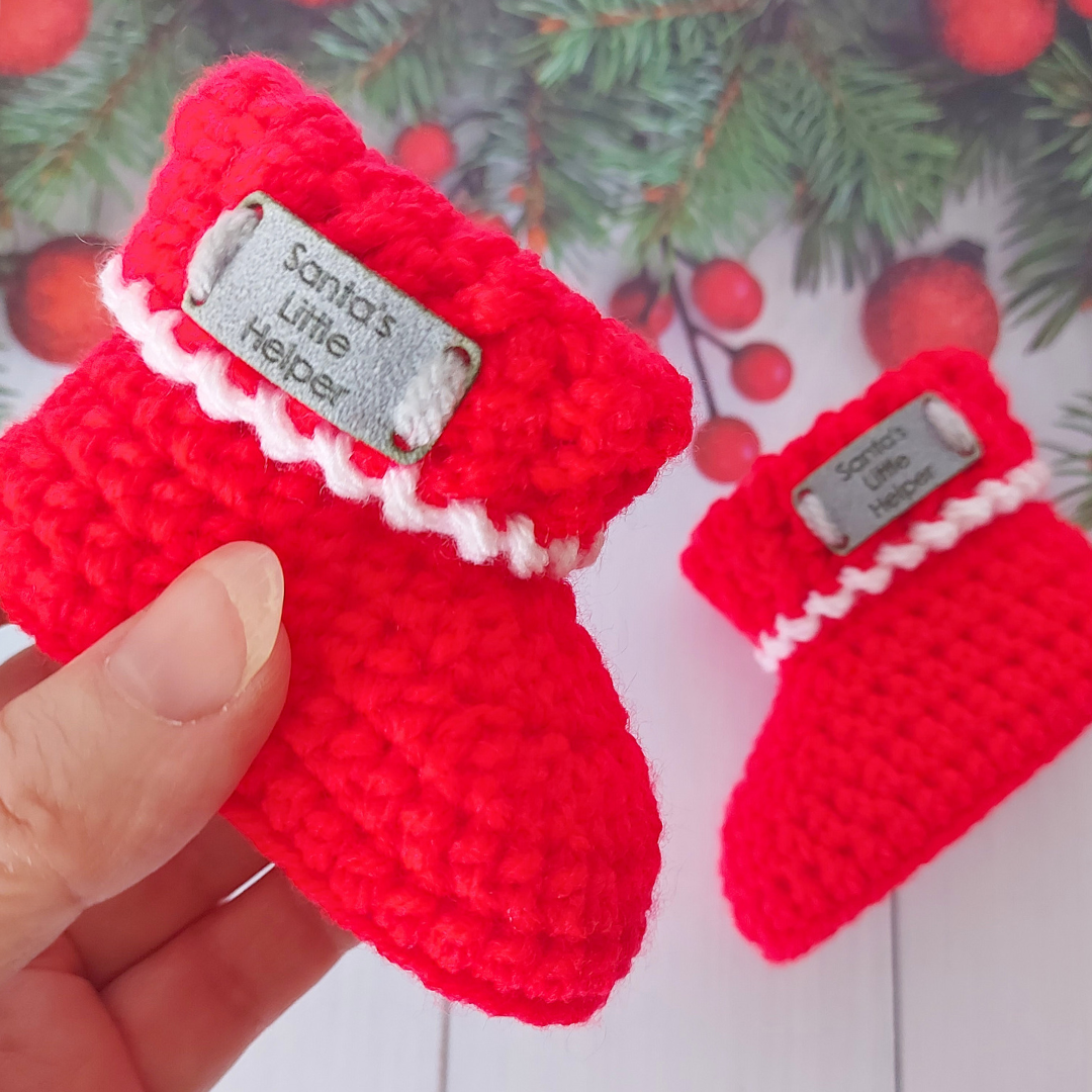 Santa's Little Helper Crochet baby Booties