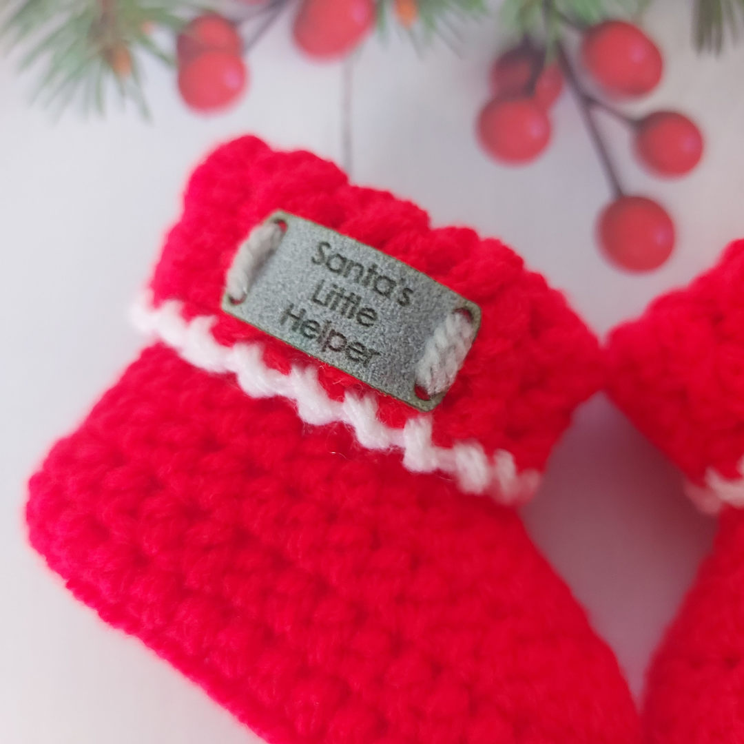 Santa's Little Helper Crochet baby Booties