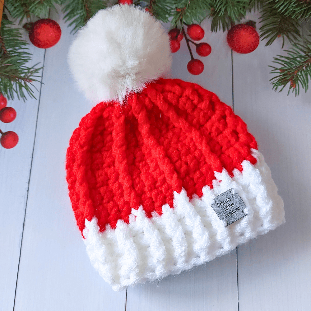 Christmas Hand Crochet Baby Hat With Pom Pom