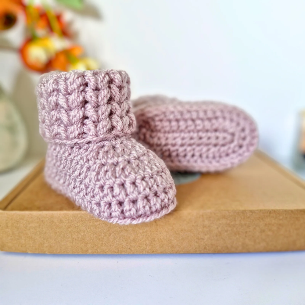 Neutral Crochet Newborn Baby Booties