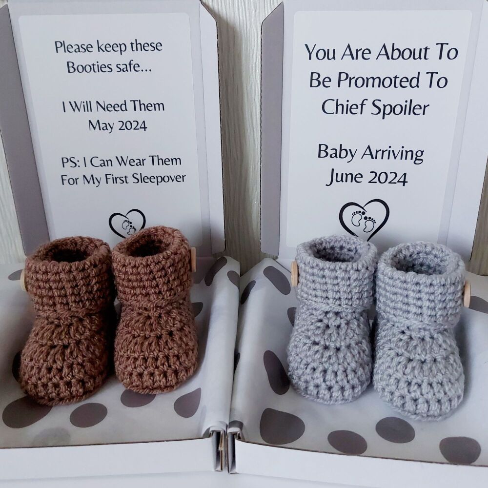 Personalised Pregnancy Announcement With Crochet Booties