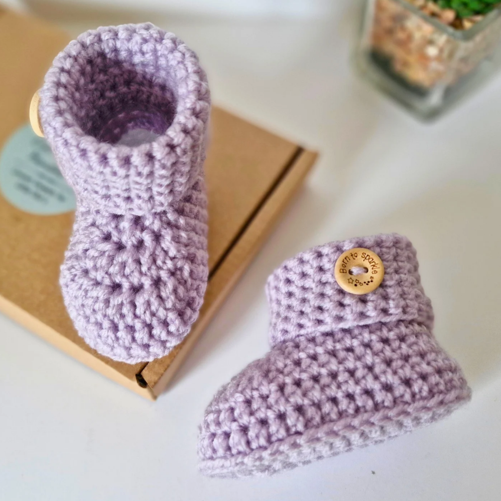'Born To Sparkle' Crochet Baby Booties