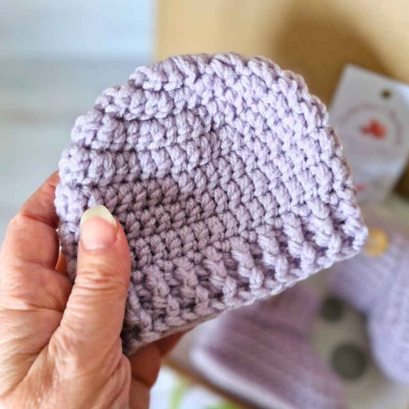 Handmade Baby Set with Crochet Beanie Hat and Booties | Newborn to 6 Months Sizes