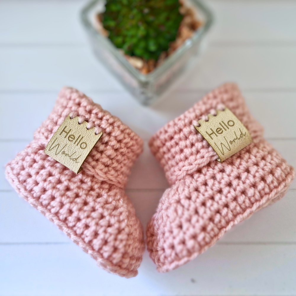 Hello World Baby Pom Pom Hat And Bootie Set, Sizes Newborn to 6 Months
