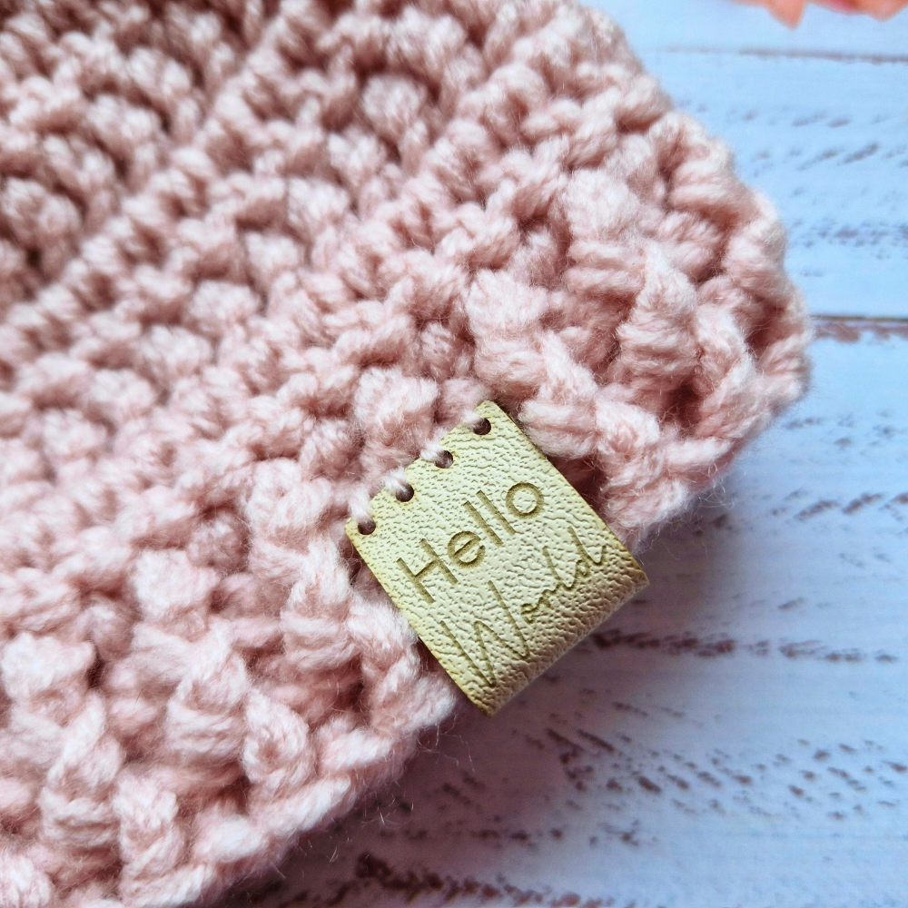 Hello World Pom-Pom Crochet Hat Newborn to 6 Months