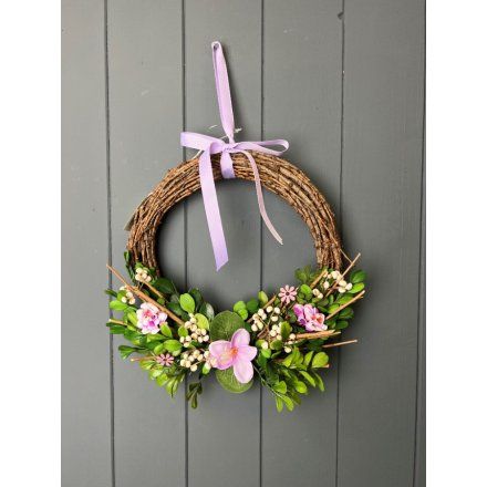 Boxwood and Flower Wreath