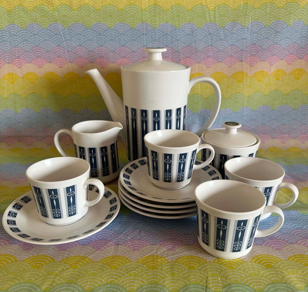 Vintage Noritake Progression Coffee set for 4 "Pacific" Pattern. c.1970