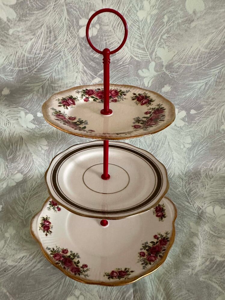 Vintage Mismatch 3-Tier Cake Stand. Elizabethan English Garden & Reids China