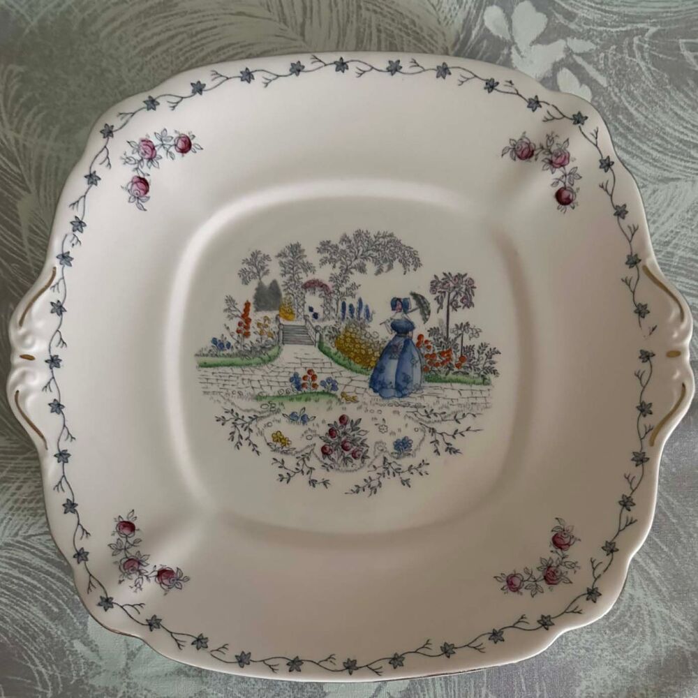 Shore & Coggins Bell China Cake Plate. Crinoline Lady. c.1940's*
