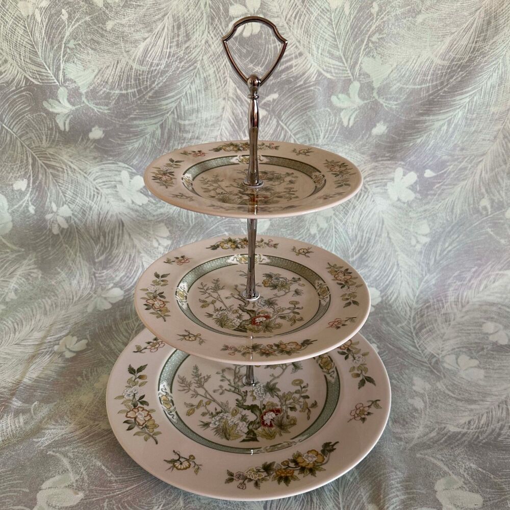 Vintage 3-Tier Cake Stand. All Tiers - Royal Doulton Tonkin Pattern 1975-1992