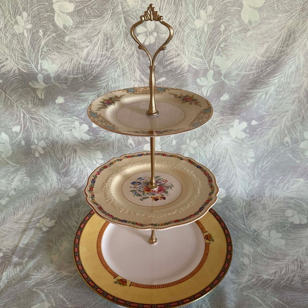 Vintage Mismatch 3-Tier Cake Stand. Royal Worcester, Coalport, Johnson Brothers.