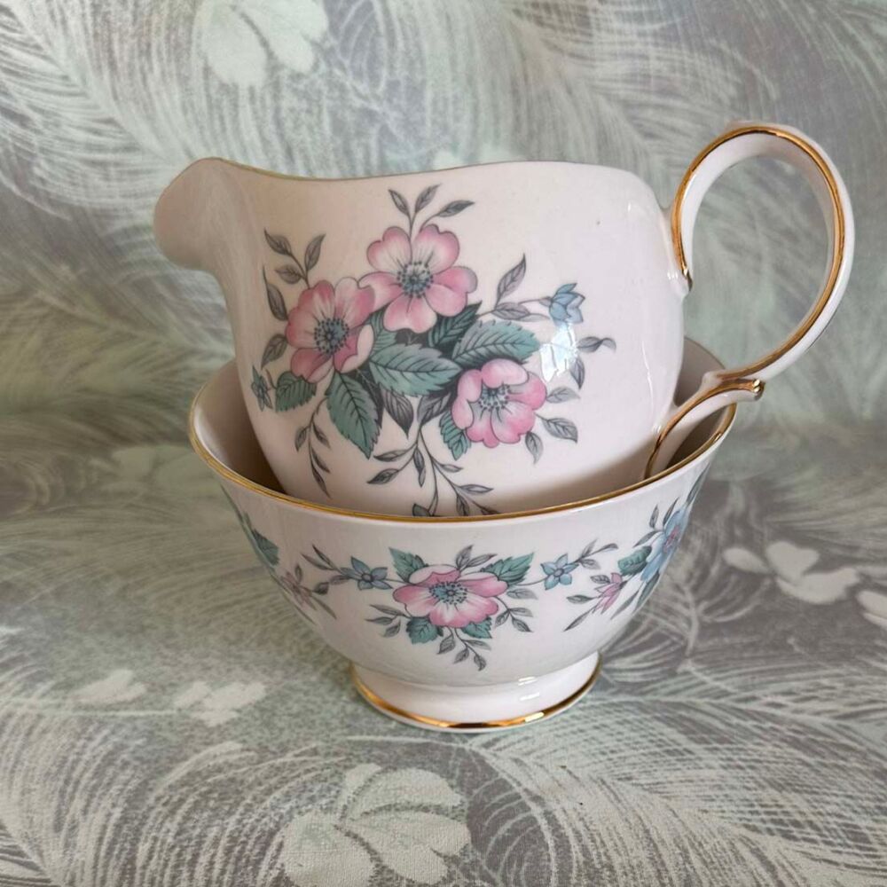 Vintage Milk Jug and Sugar Basin. Colclough Coppelia Pattern. c.1960's*