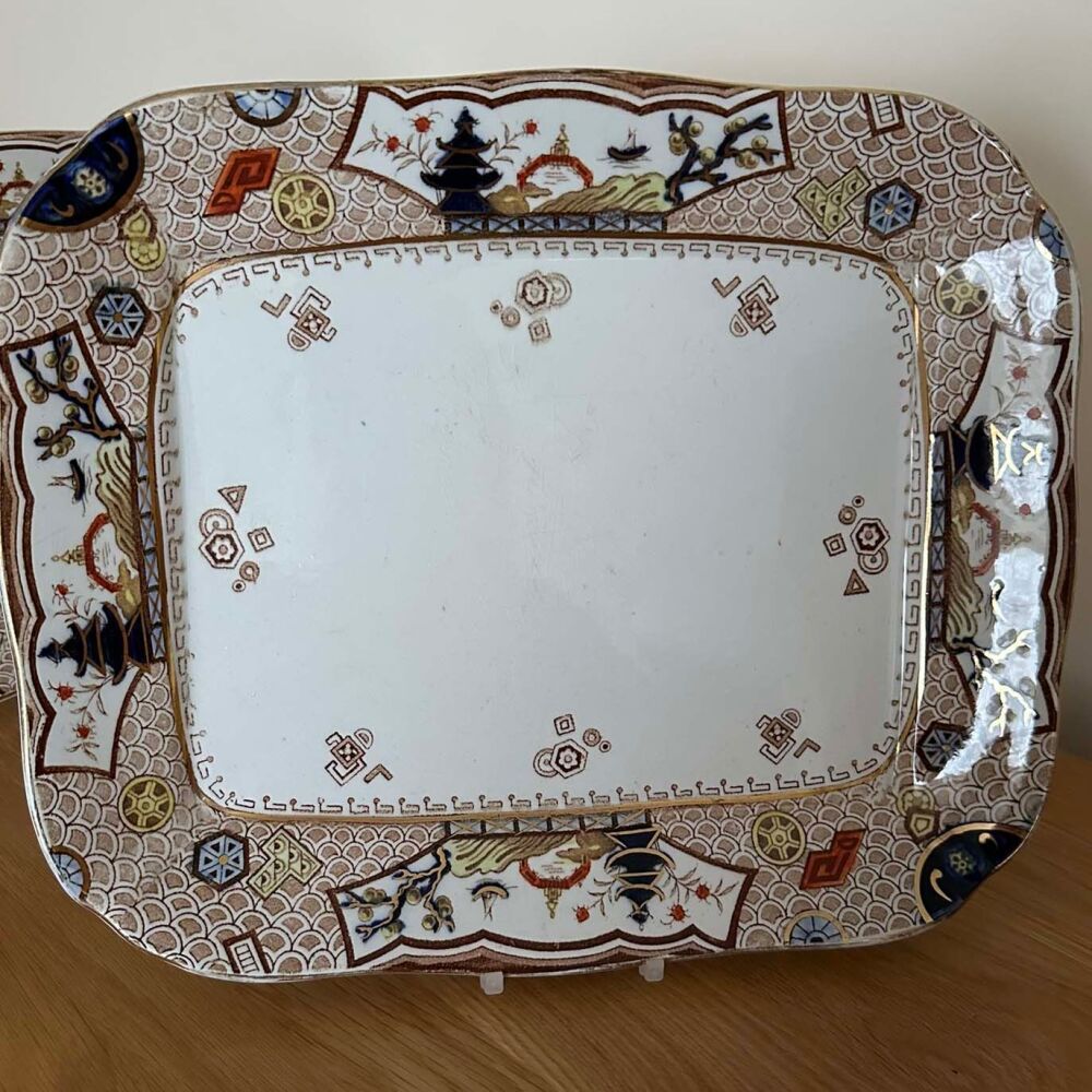 Victorian Semi Porcelain Large Serving Platter. 13½" x 11½". Samuel Ford & Co "Cypress". c.1890's*