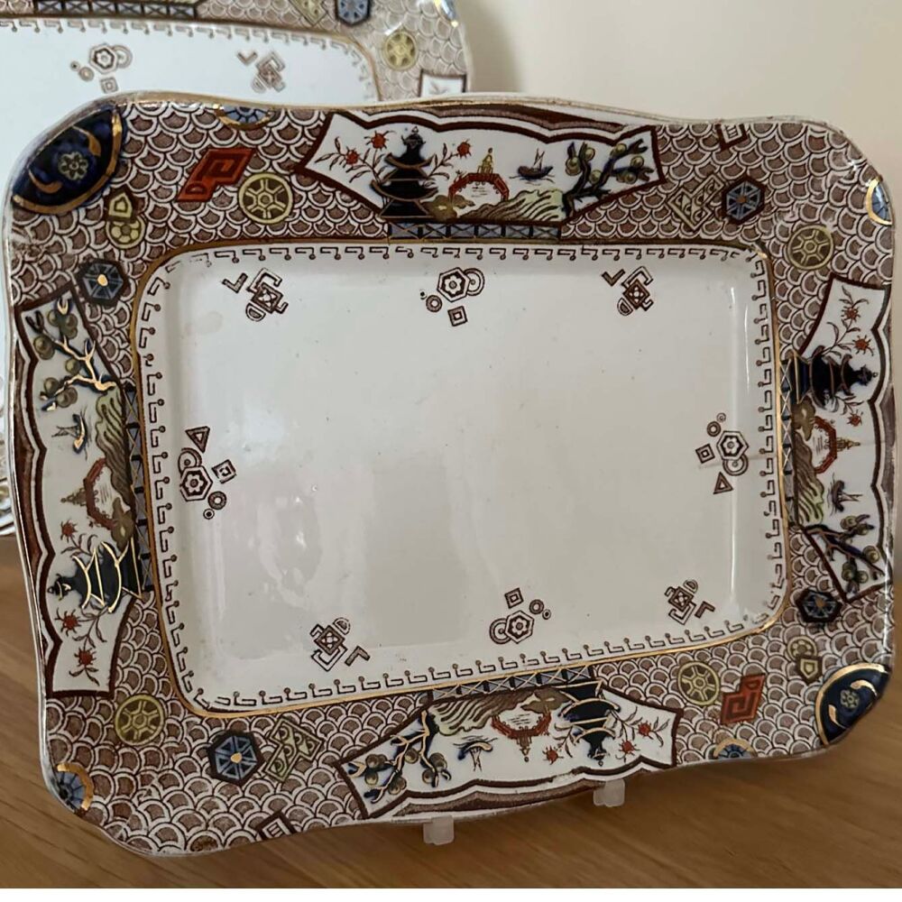 Victorian Semi Porcelain Small-Medium Size Serving Platter. 10¼" x 8¼". Samuel Ford & Co "Cypress". c.1890's*