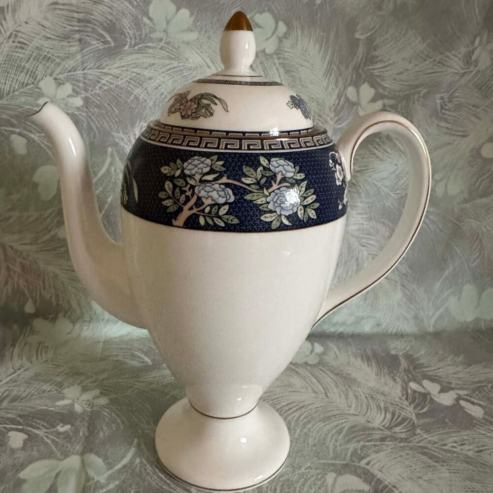 Vintage Wedgwood Bone China "Blue Siam" Coffee Pot c.1985-1989
