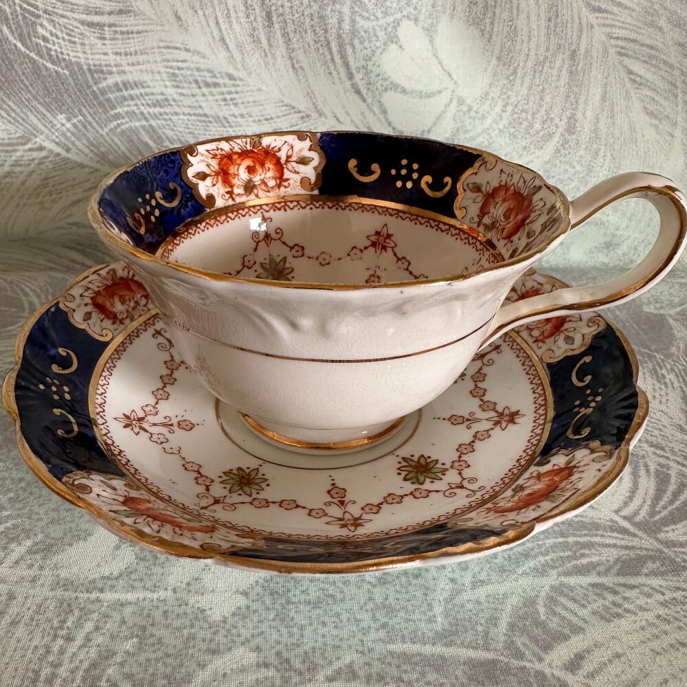 Antique Cup & Saucer Duo. George Warrilow & Sons Queens China Rosina Imari c1920's*
