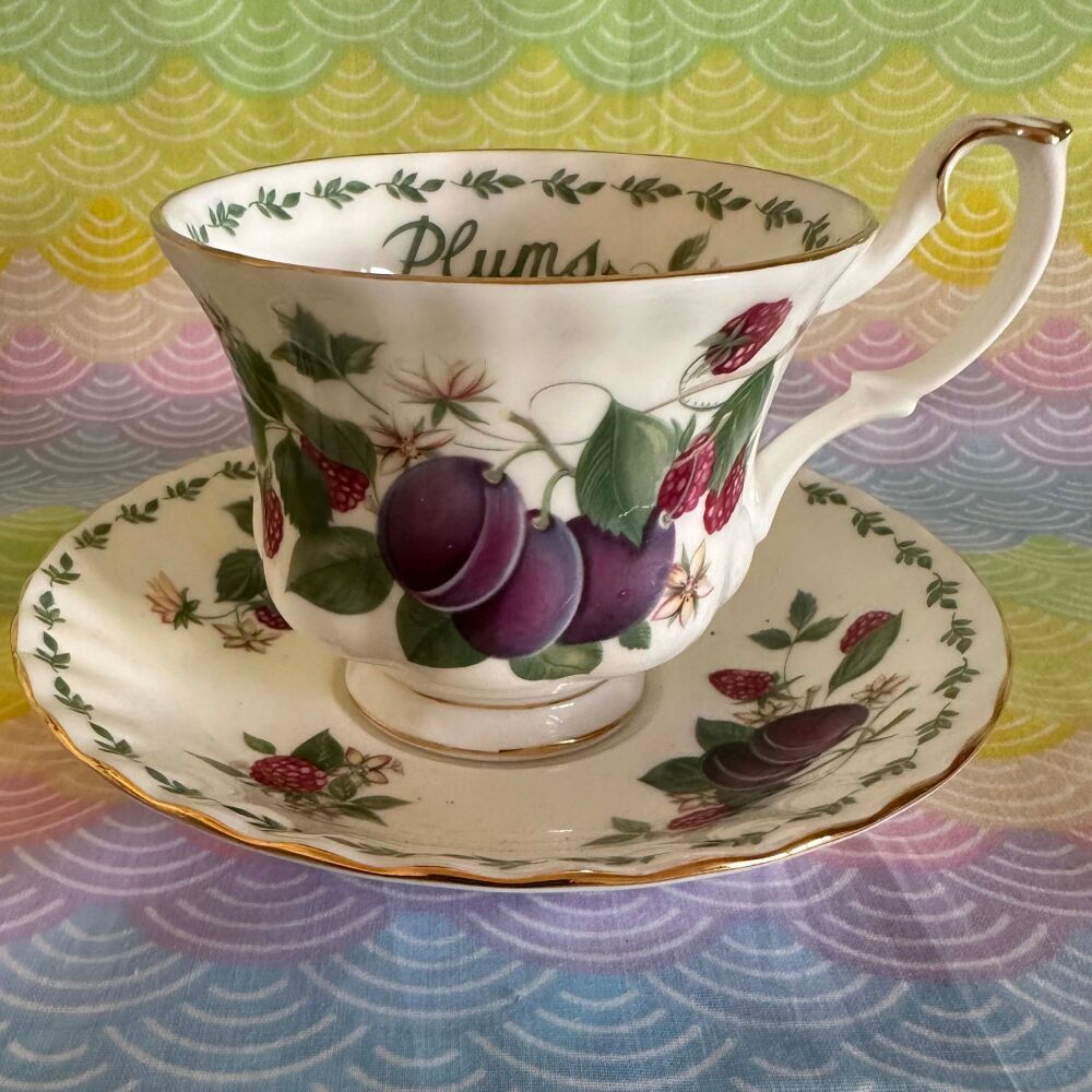 Royal Albert "Plums" Cup & Saucer Duo. c.1990's*