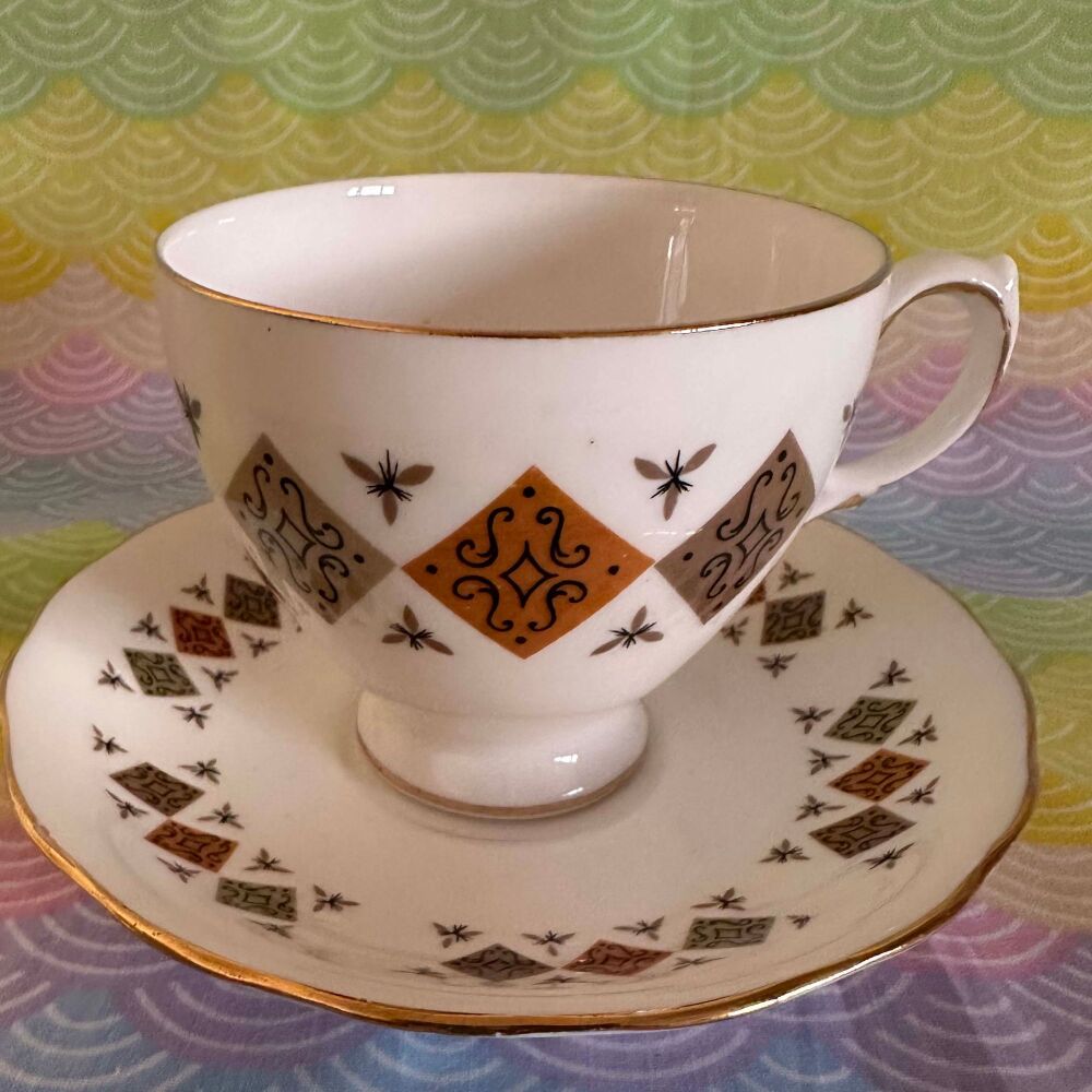 Vintage Colclough Cup & Saucer Duo "Crispin" Pattern c.1960's*