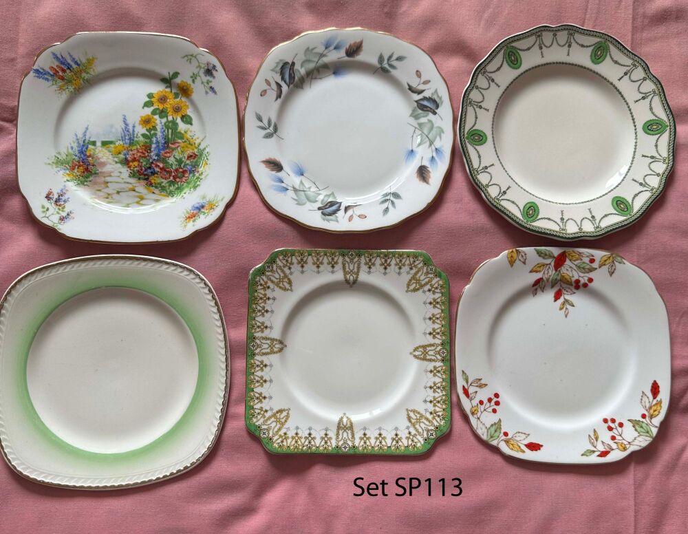 Mismatched Set of 6 Vintage Tea Plates (Ref SP113)*