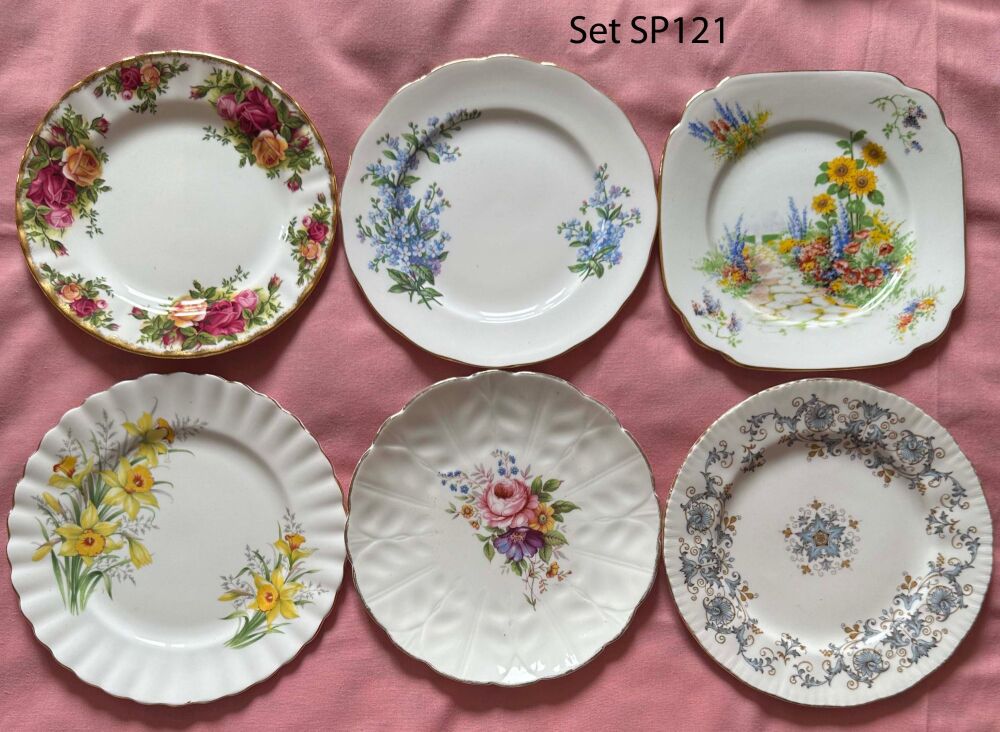 Mismatched Set of 6 Vintage Tea Plates (Ref SP121)*
