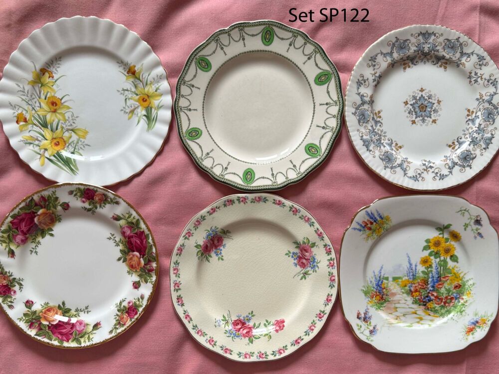 Mismatched Set of 6 Vintage Tea Plates (Ref SP122)*